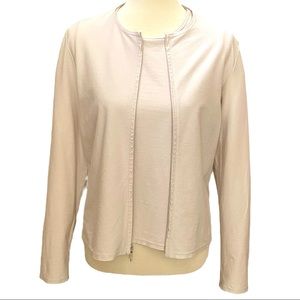 Eileen Fisher Cardigan Sweater Beige Tan Zip Up Size Small